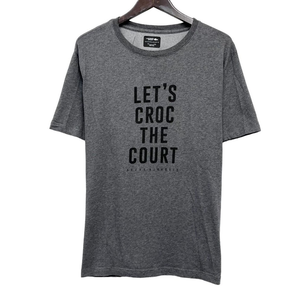 Lacoste Sport x Novak Djokovic Men's 3XL Tennis Gray T-Shirt Croc The Court euc